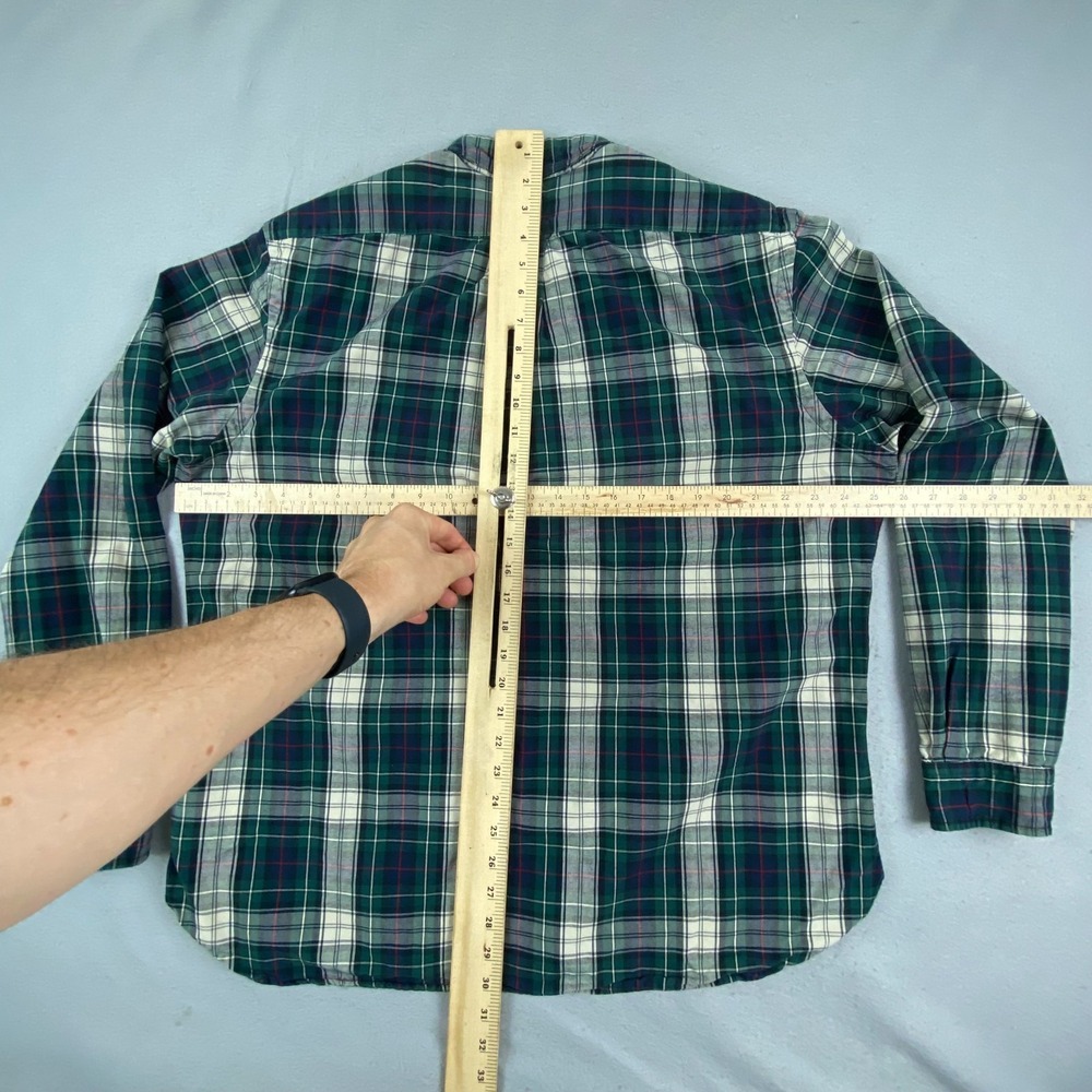 Polo Ralph Lauren Classic Fit Oxford Shirt Mens XL Green Beige Plaid Pocket - Picture 10 of 13
